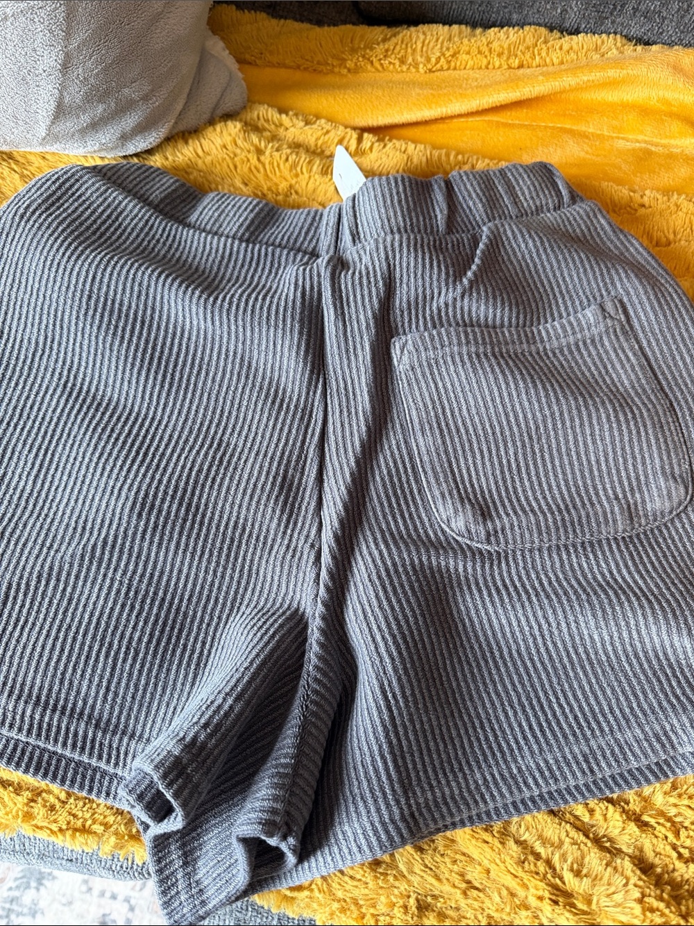 IVY + CLOTH Ribbed Gray Drawstring Shorts - Picture 3 of 3